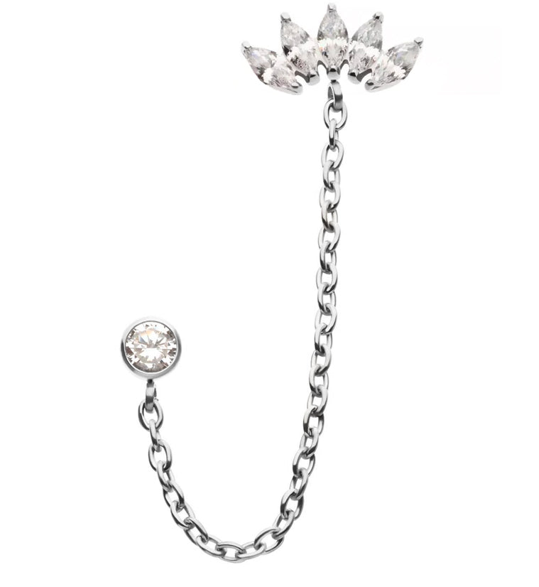 Apex Clear CZ Titanium Threadless Connector Chain Tops