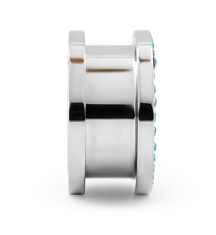 Aqua CZ Diamond Rim Tunnels