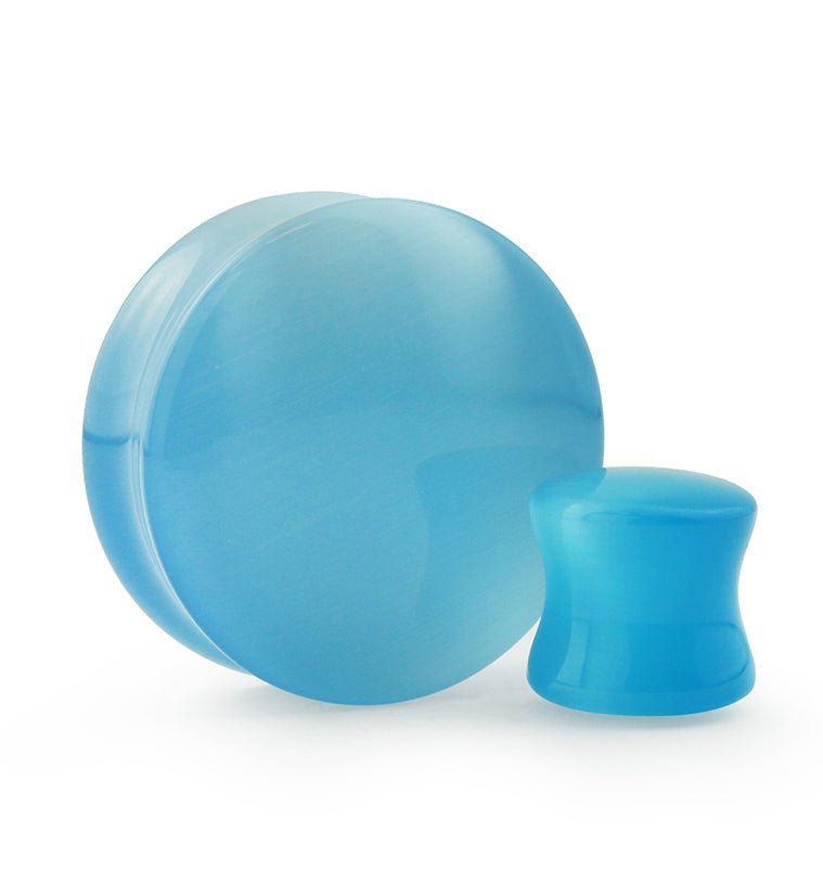 Aqua Cat's Eye Glass Plugs