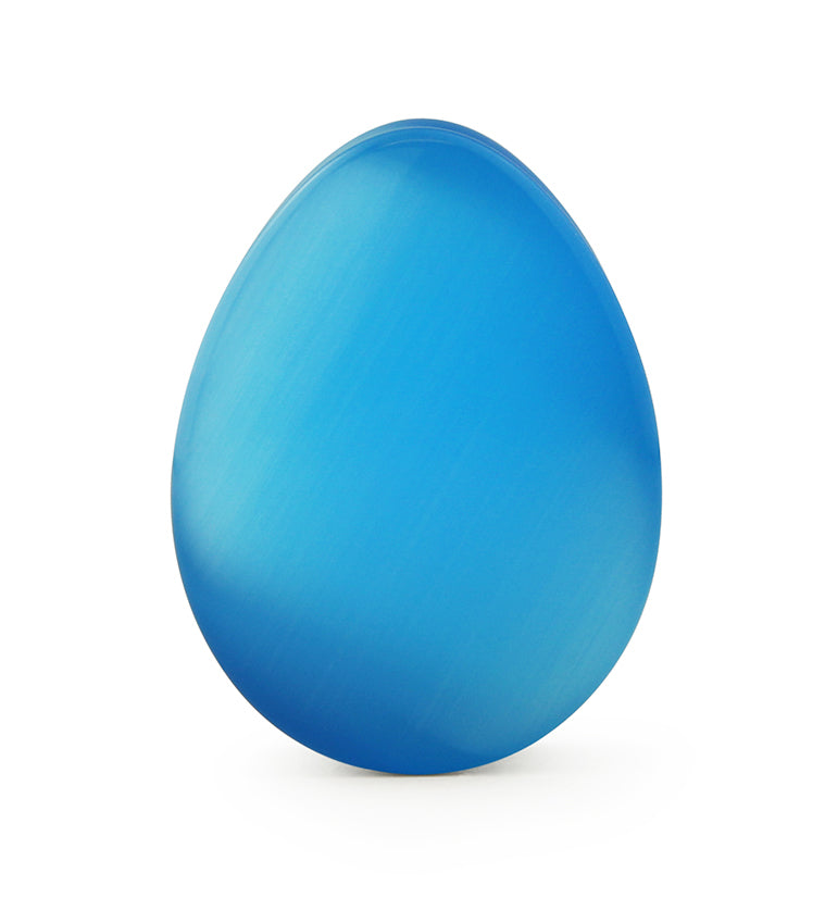 Aqua Cat's Eye Glass Teardrop Plugs