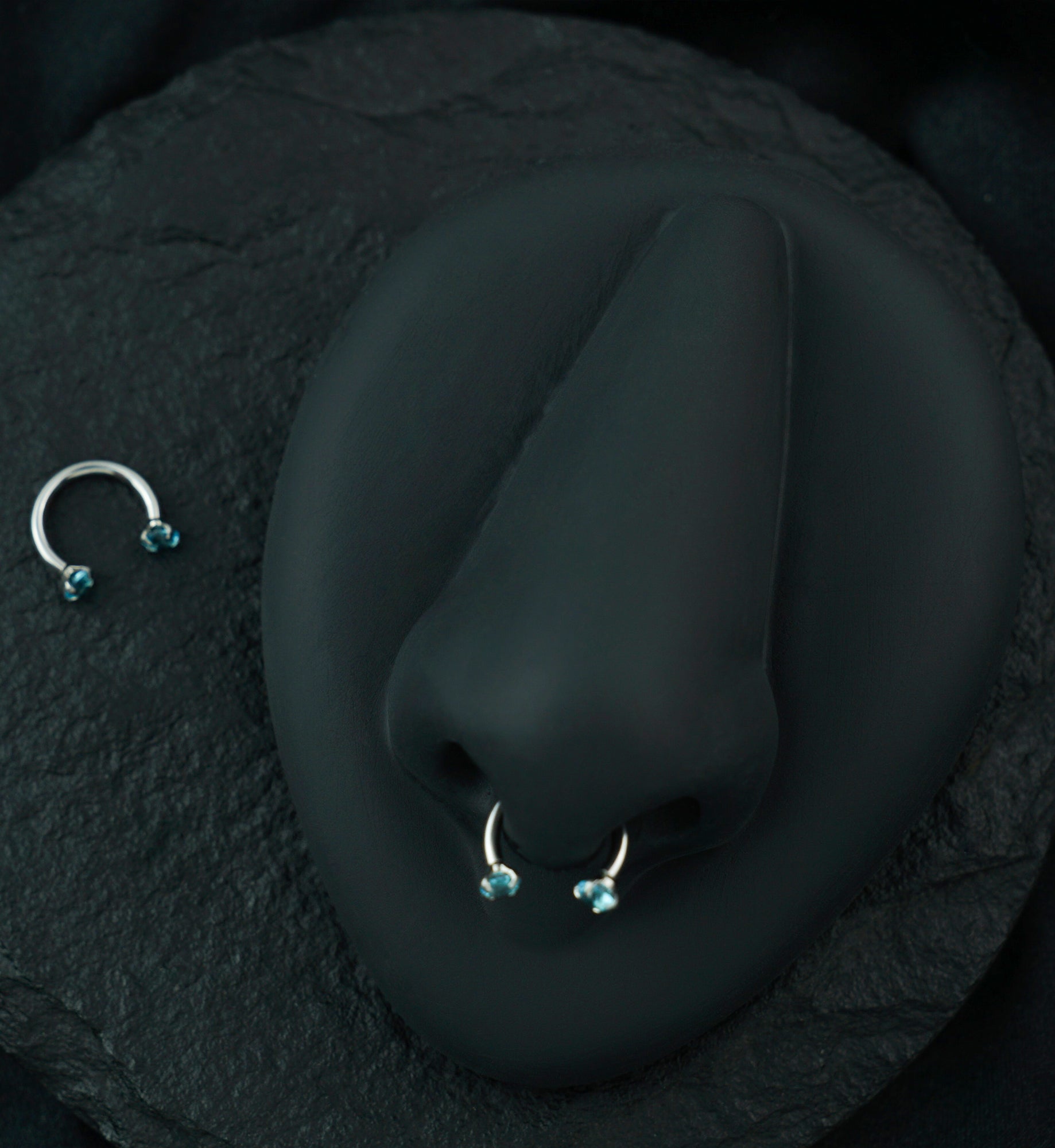 Aqua CZ Prong Set Circular Barbell