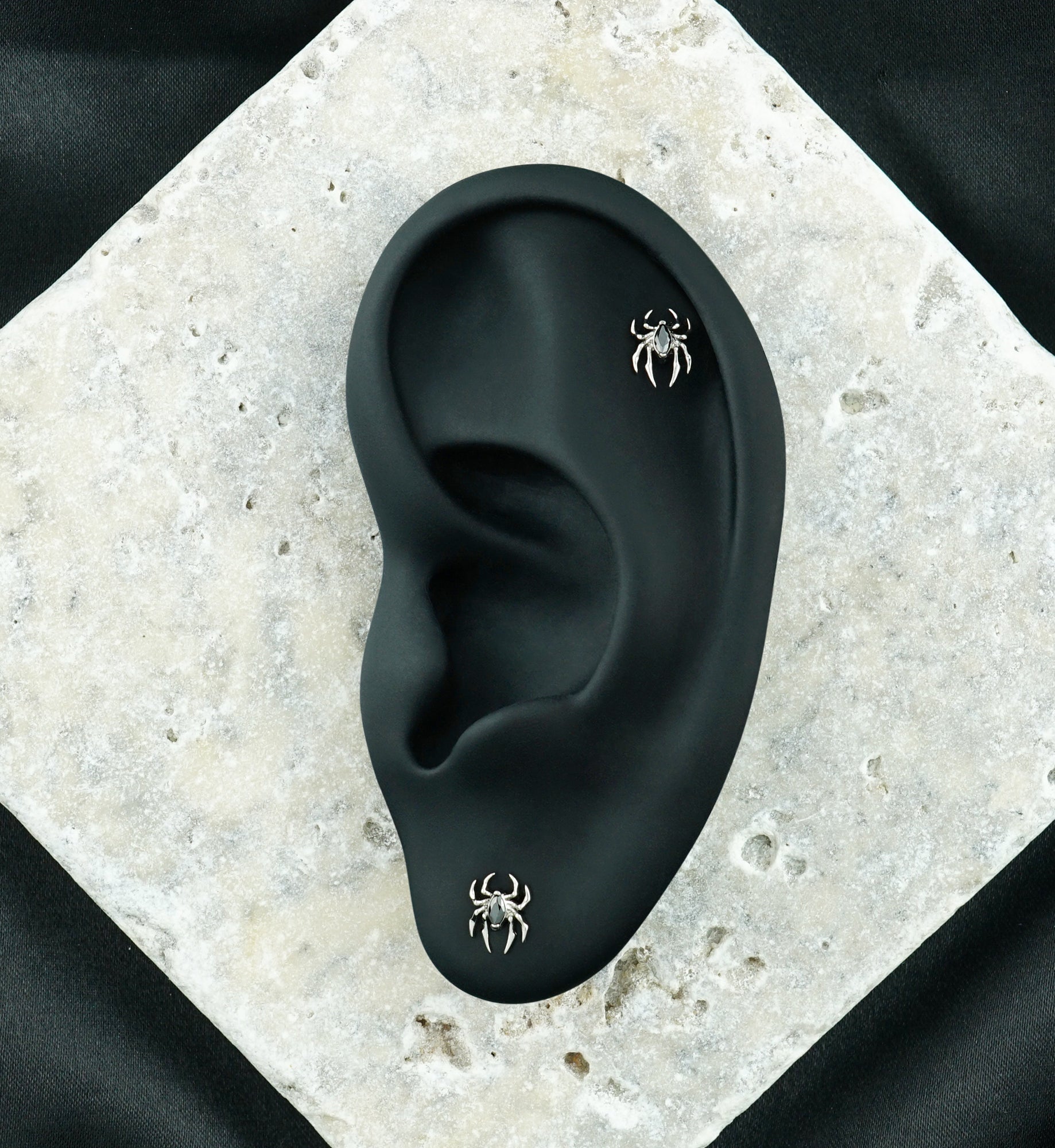 Arachnophobia Black CZ Titanium Threadless Top