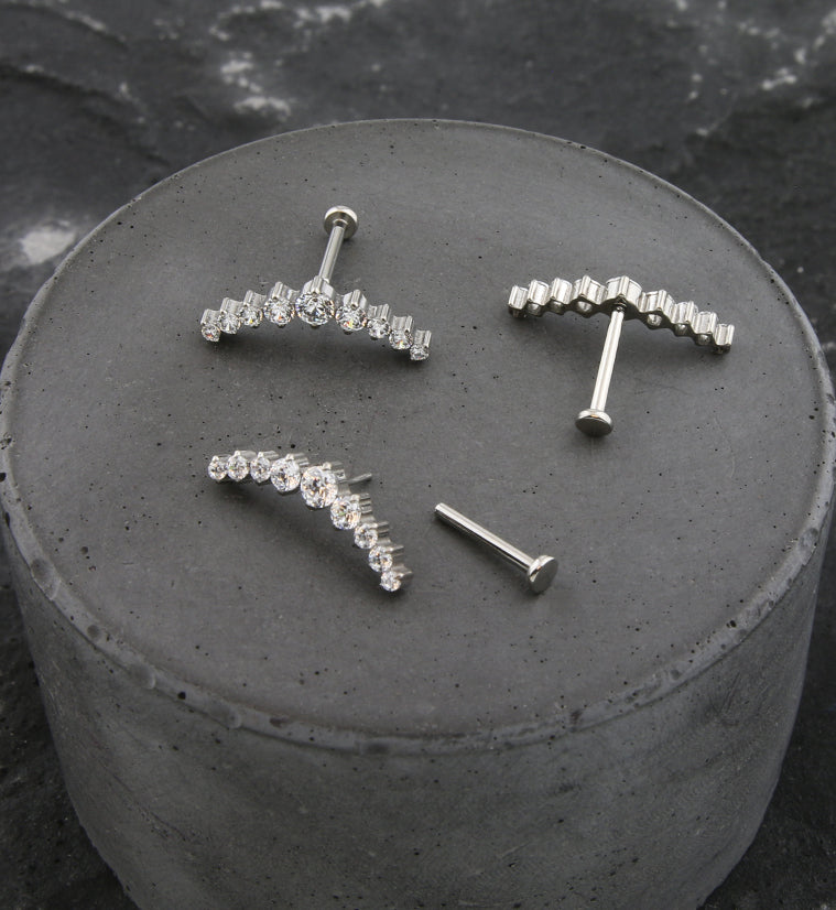 Arc Clear CZ Threadless Titanium Labret