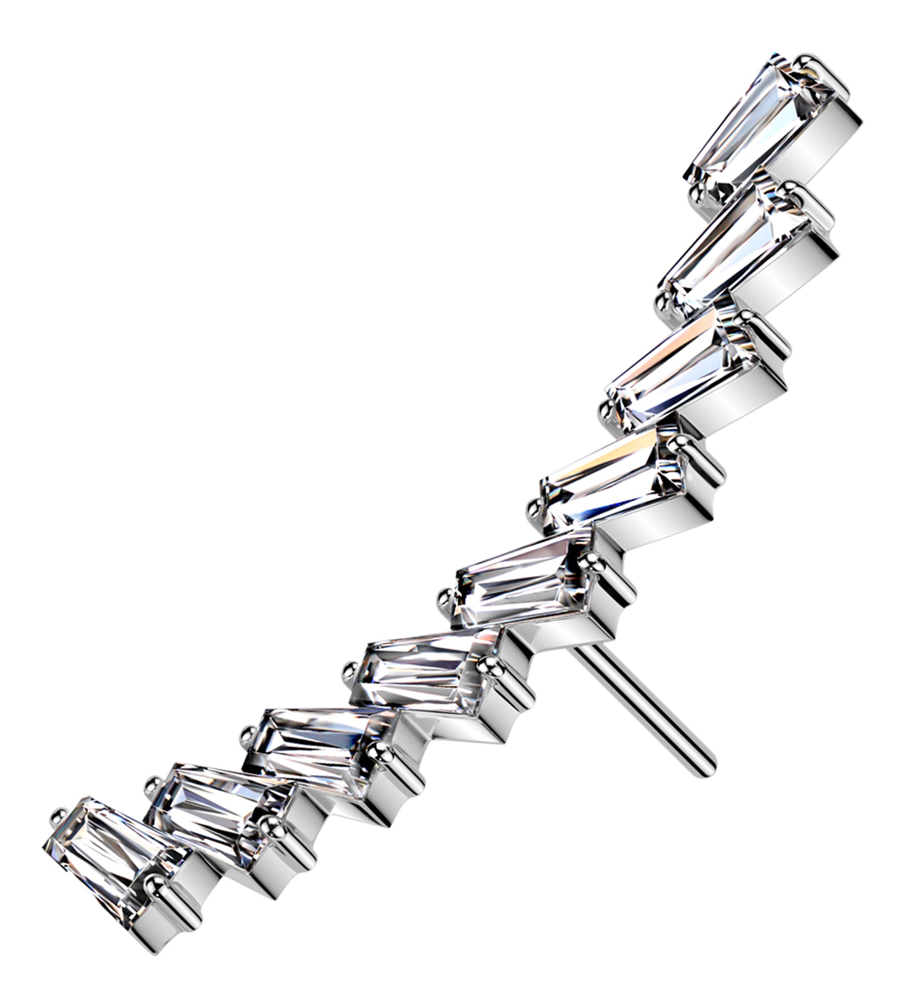 Arched Baguette Clear CZ Titanium Threadless Top