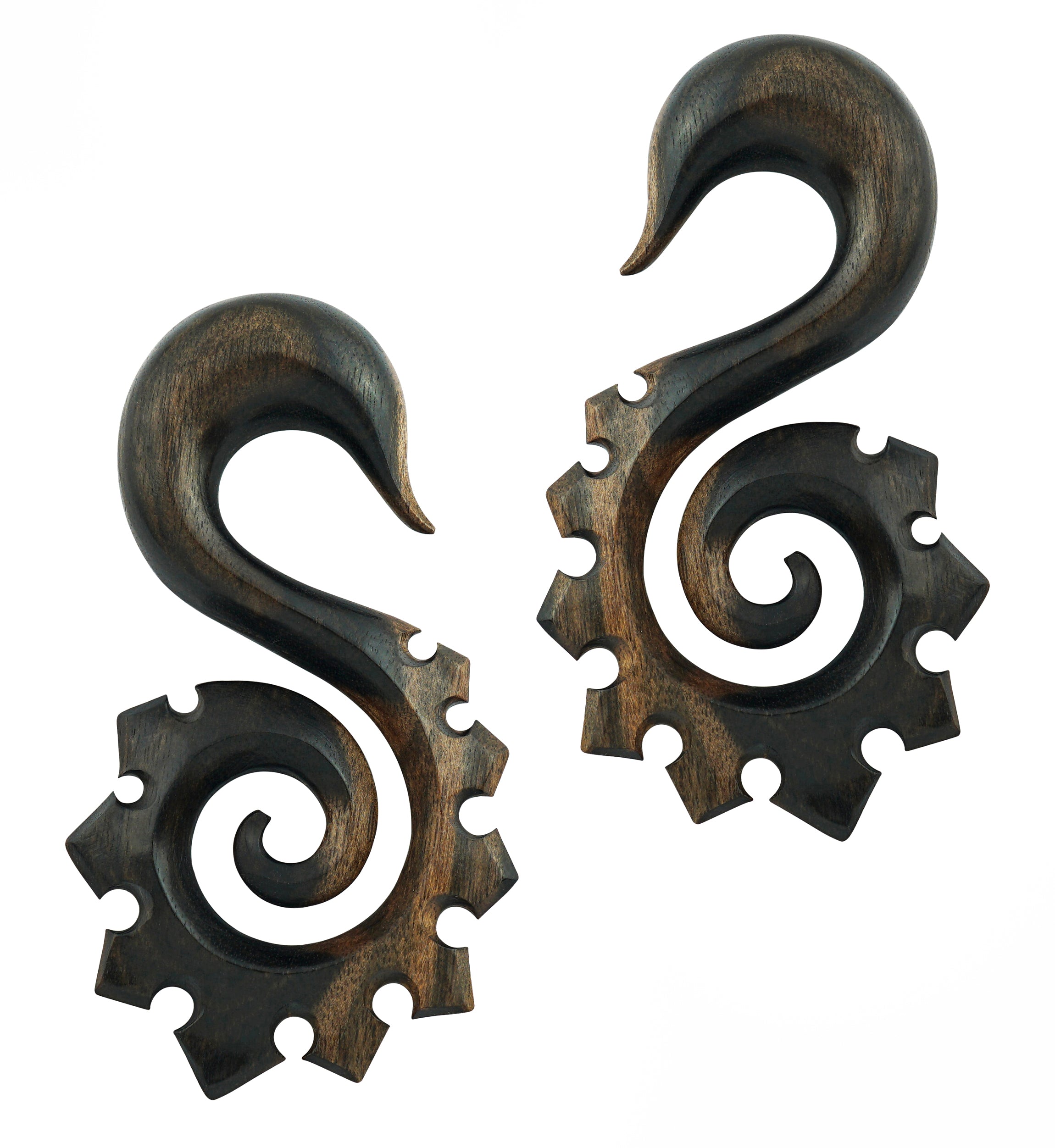 Areng Wood Tribal Spike Spiral Hangers