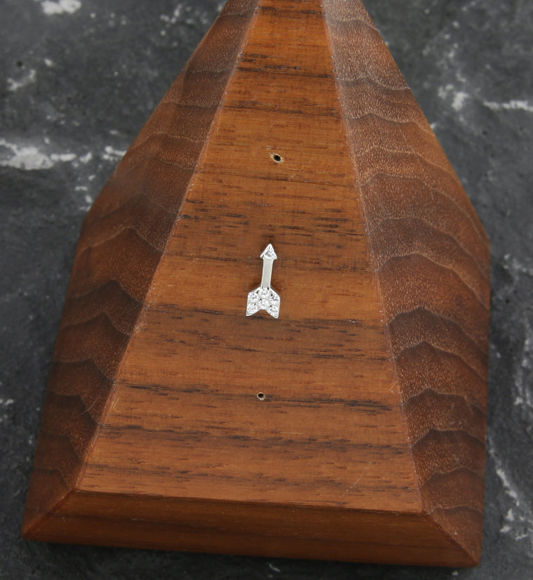 Arrow Pave Clear CZ Threadless Titanium Top