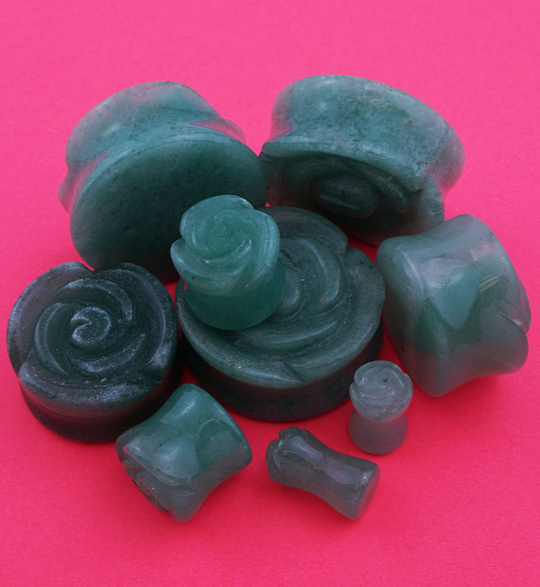 Aventurine Stone Rosebud Plugs