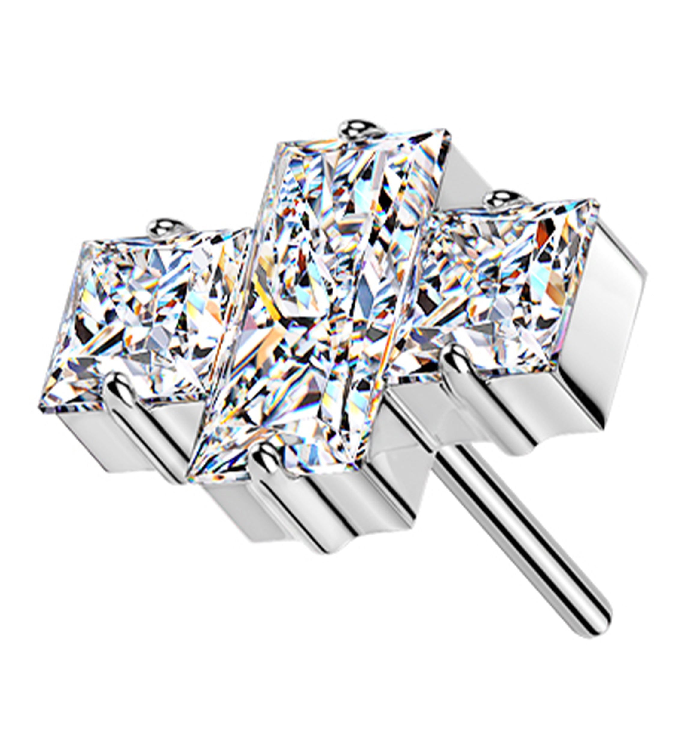 Baguette Cross Clear CZ Titanium Threadless Top