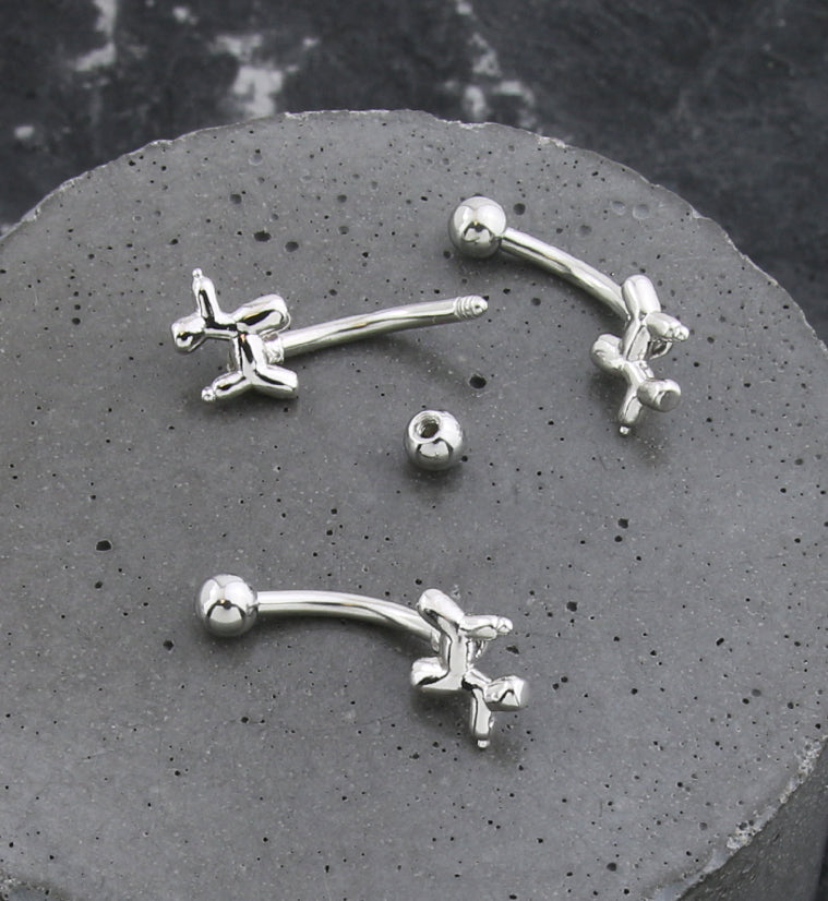 Balloon Dog Stainless Steel Curved Barbell