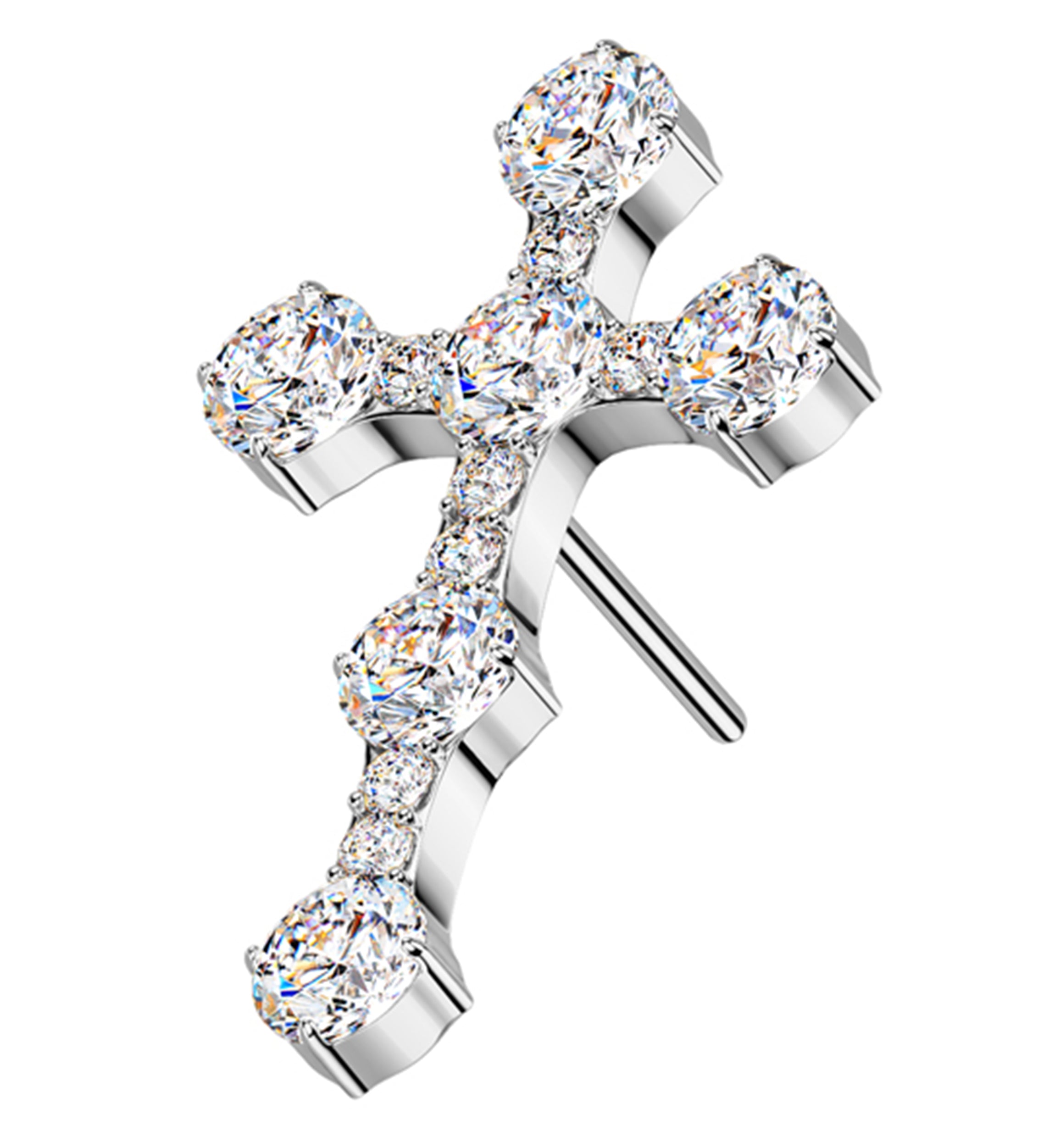 Baroque Cross Clear CZ Titanium Threadless Top