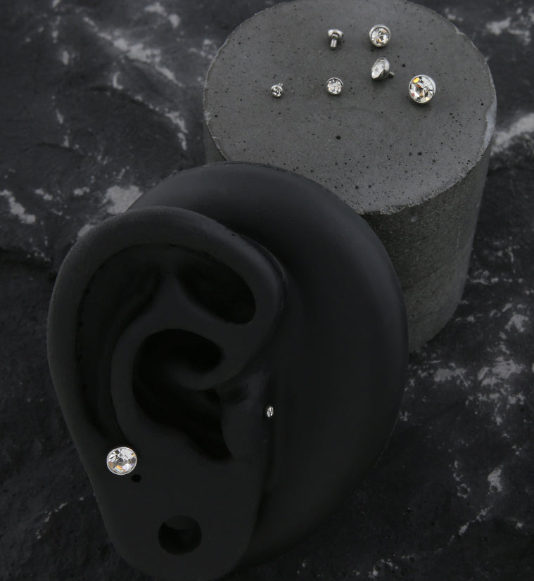 Bezel Clear CZ Stainless Steel Internally Threaded Top