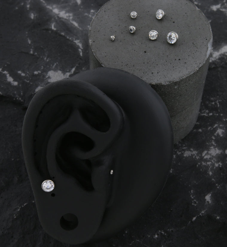 Bezel Clear CZ Titanium Internally Threaded Top