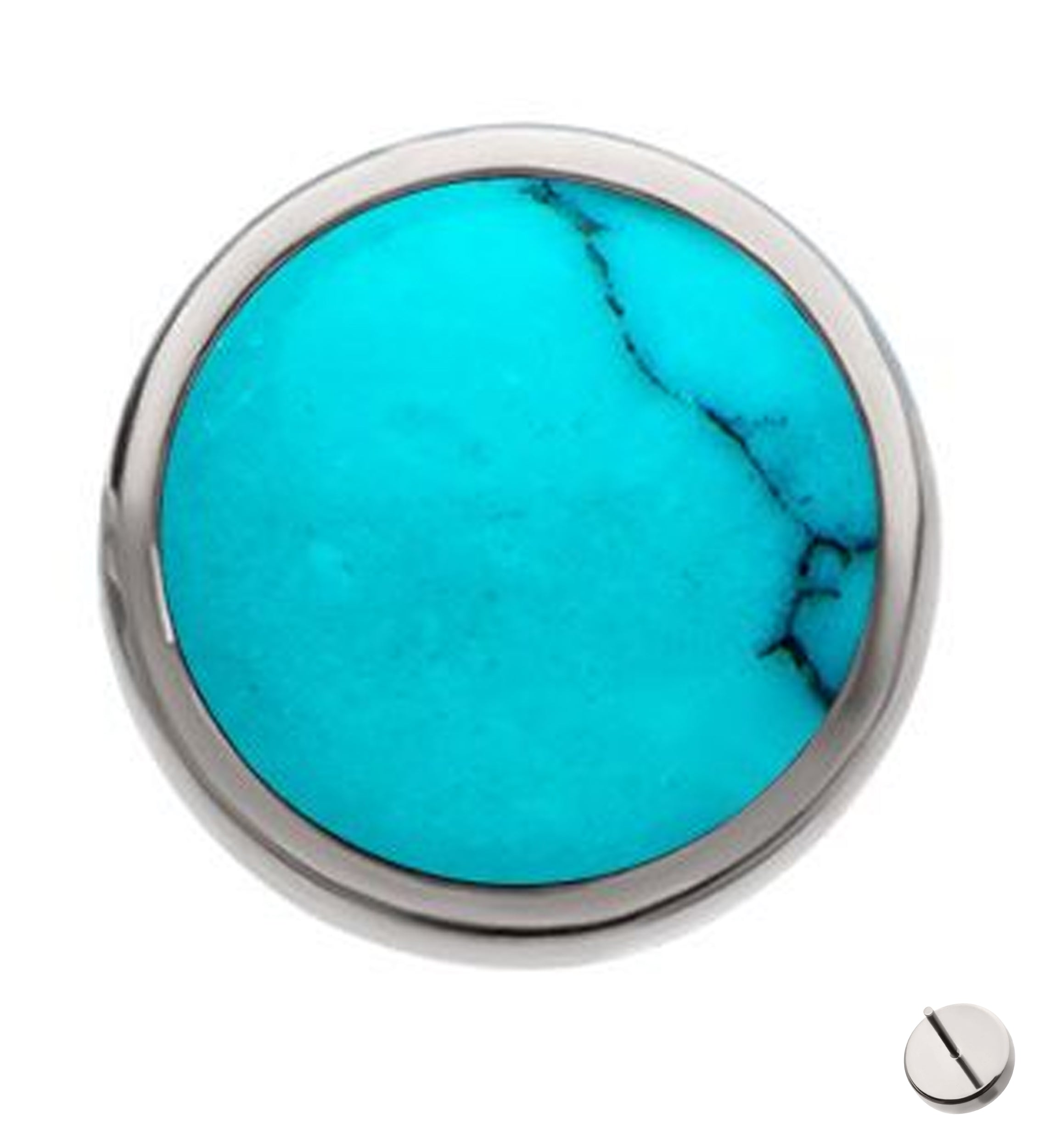 Bezel Howlite Turquoise Stone Titanium Threadless Top