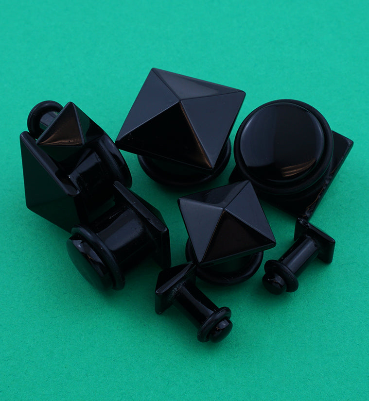 Black Agate Stone Squared Plugs