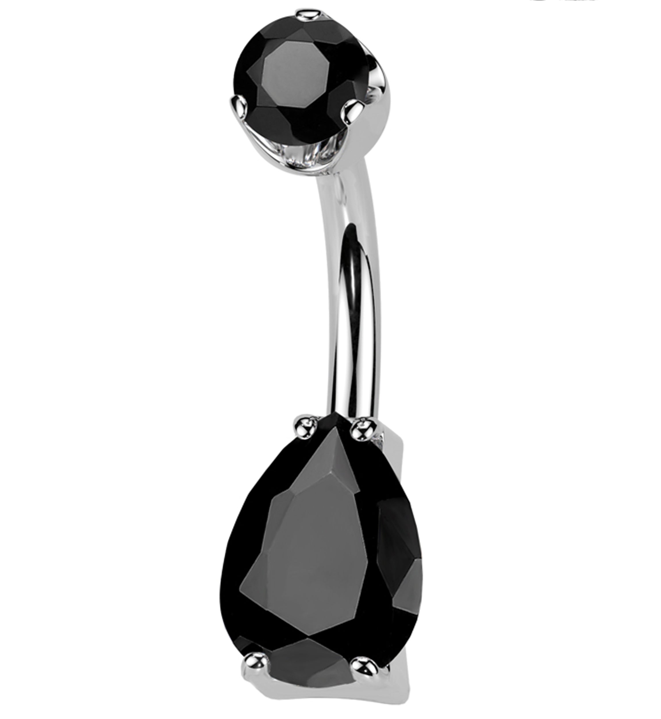 Black Agate Teardrop Internally Threaded Titanium Belly Button Ring