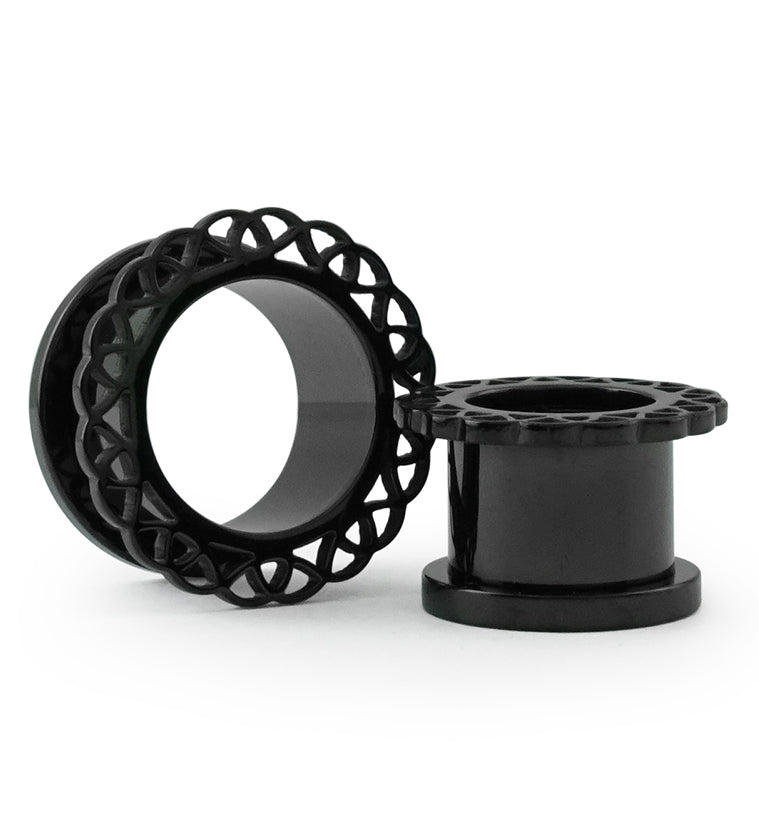 Black Coil Ornamental Stainless Steel Tunnel Plugs