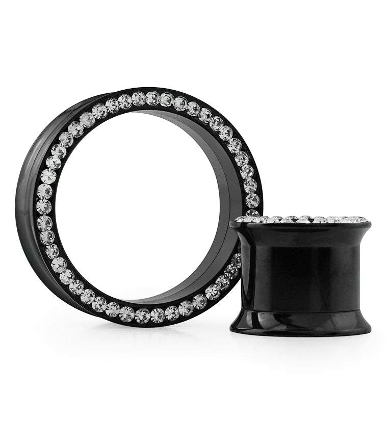 Black PVD Internally Threaded Tunnels with CZ Rim