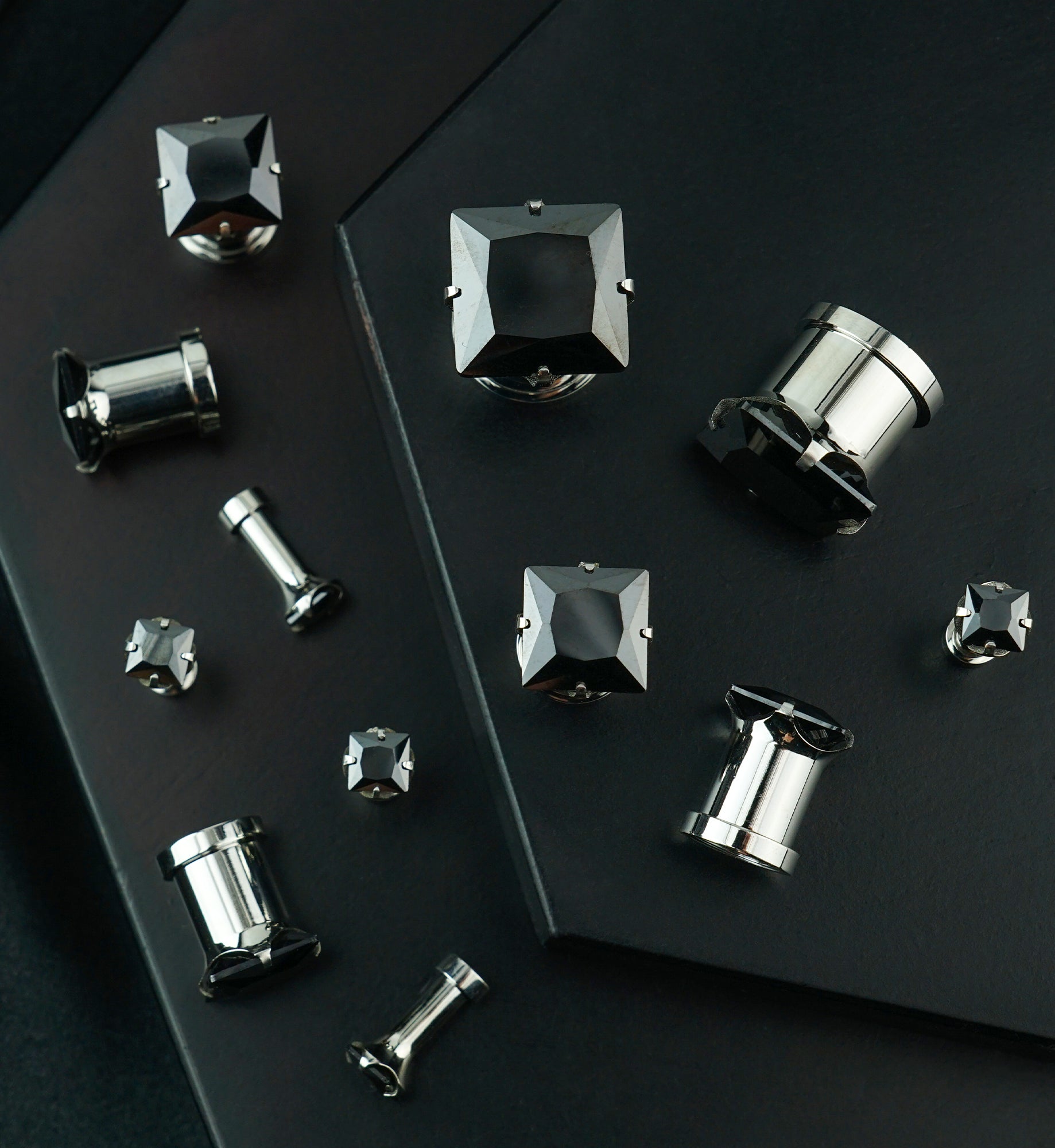 Black CZ Gem Diamond Stud Plugs