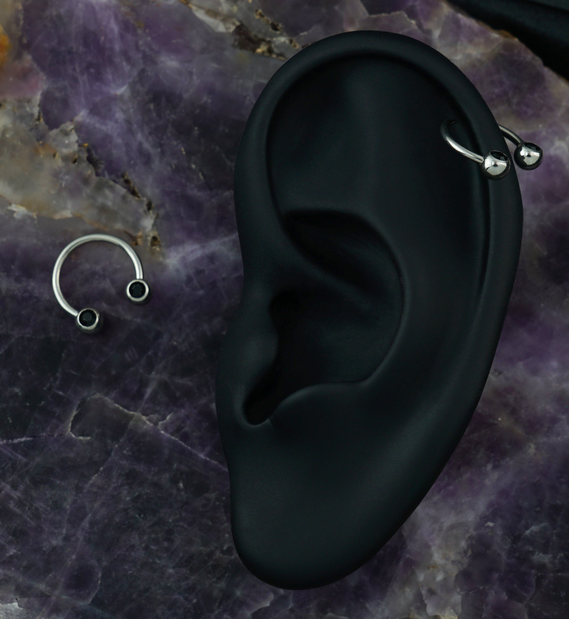 Black CZ Steel Stainless Circular Barbell