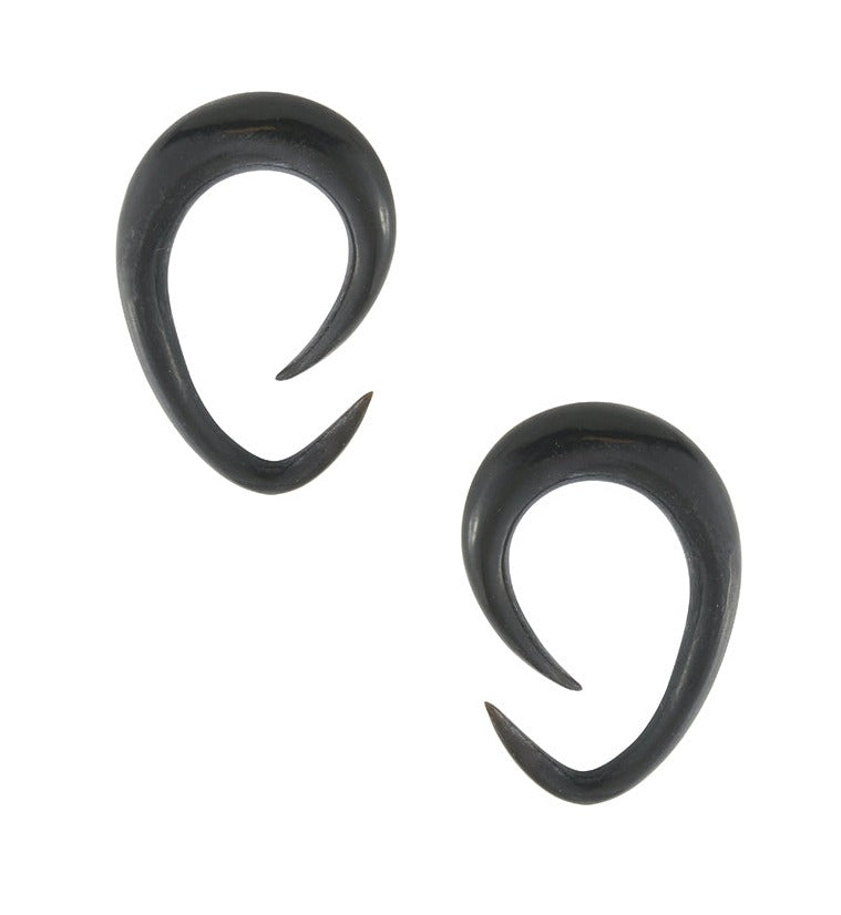 black horn fish hook oval floral lace swirl ear hangers Black Horn Ovaloid Spirals (8G