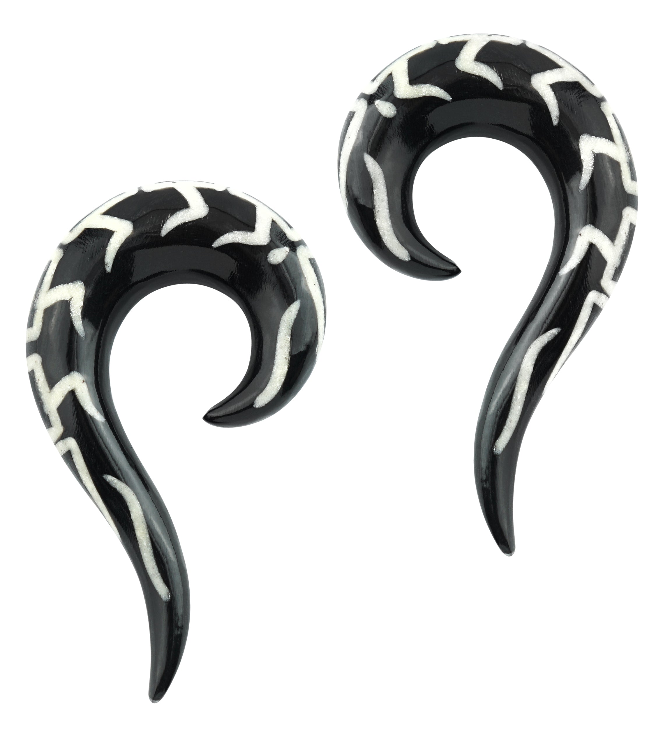 Black Horn Tail Spirals Abalone Inlay