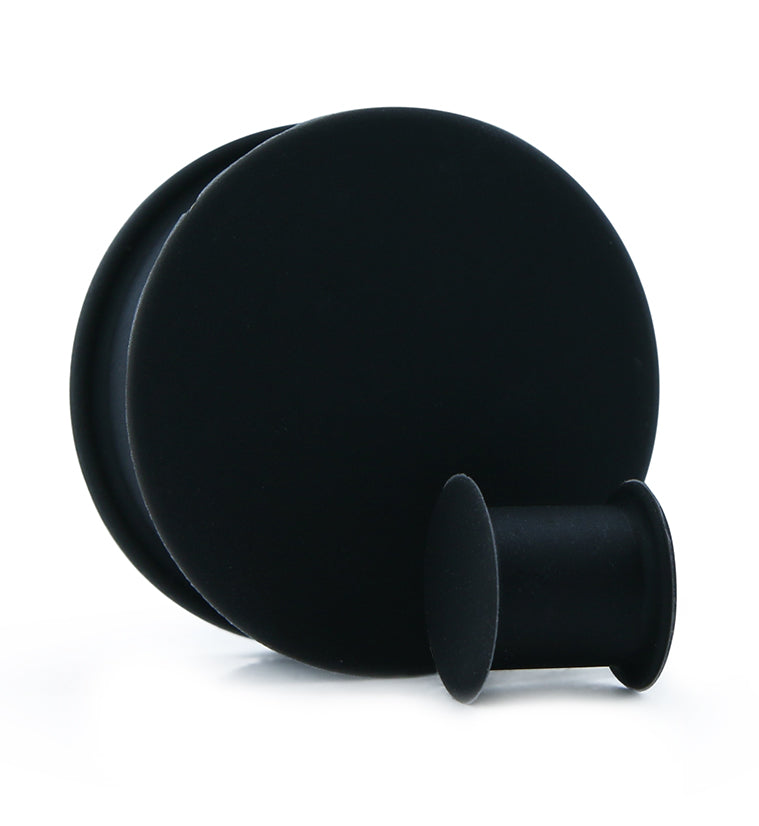 Kaos Black Silicone Hollow Plugs (10 Gauge 1 Inch)