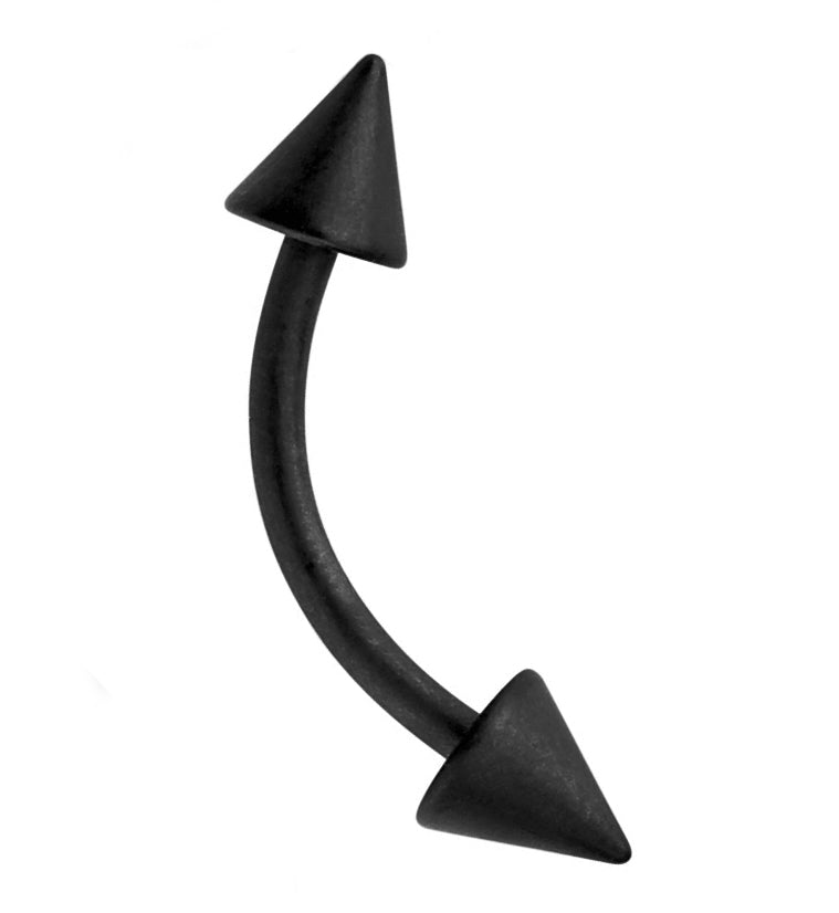 Black Matte Spike Curved Barbell Eyebrow Ring