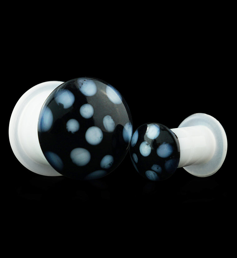 Black Spotted Mushroom Glass Single Flare Plugs