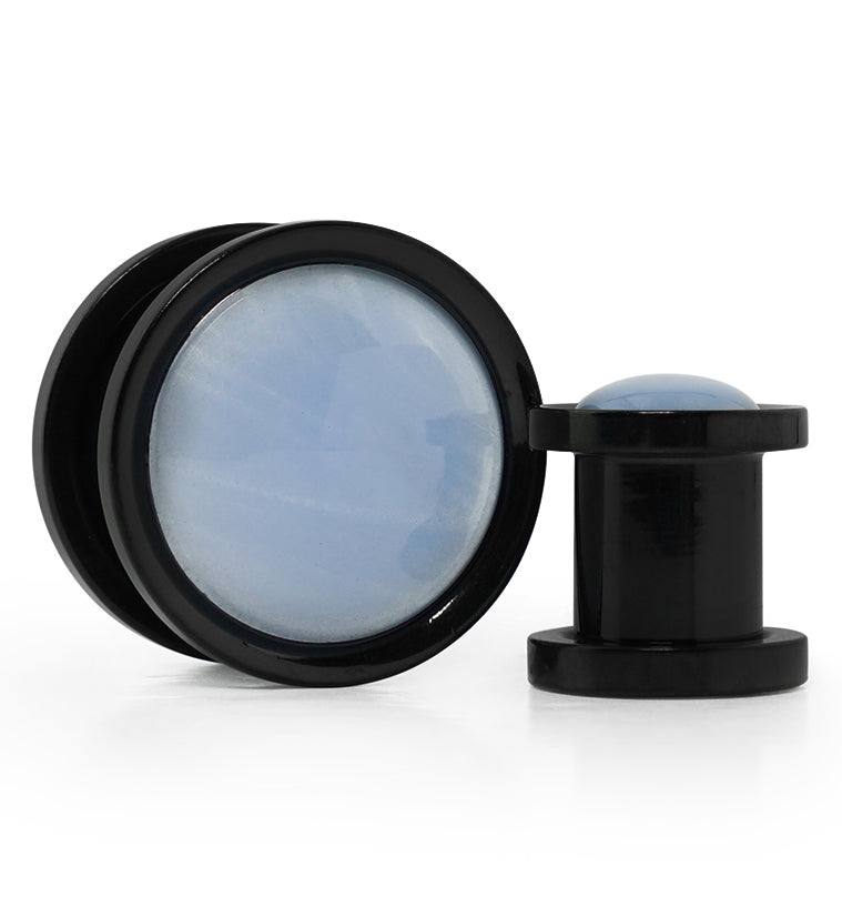 Black PVD Opalite Glass Stainless Steel Plugs