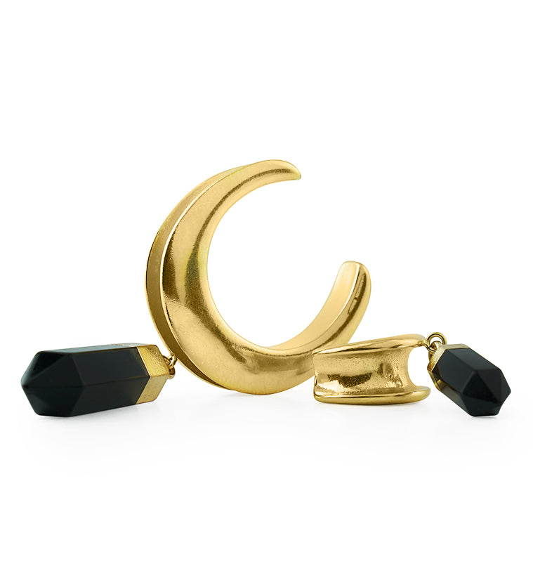 Black Prism Dangle Gold PVD Stainless Steel Saddles