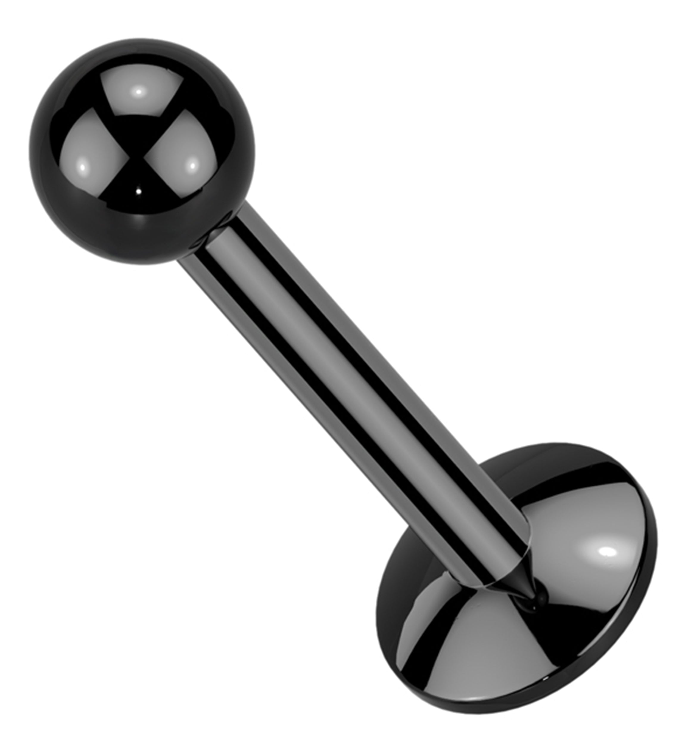 Black PVD Ball Top Internally Threaded Titanium Convex Disk Labret