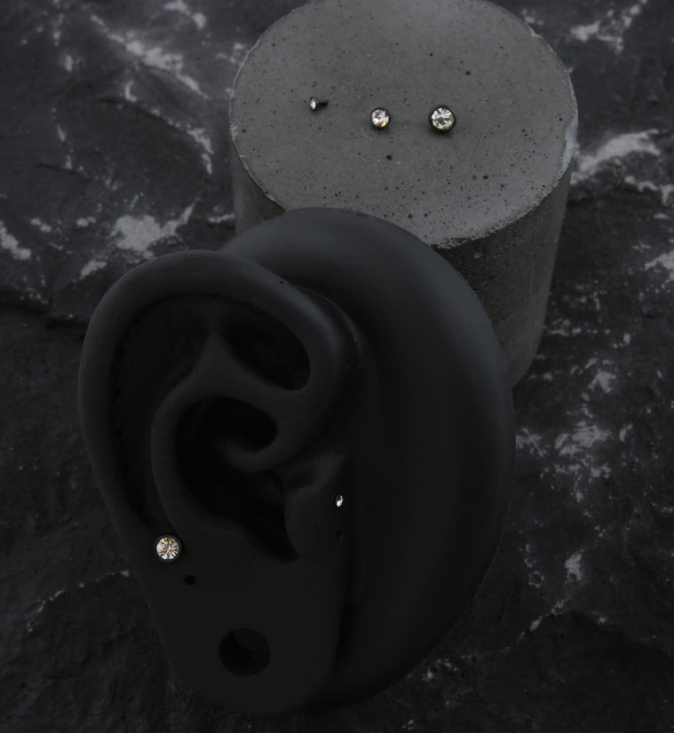 Black PVD Bezel Clear CZ Stainless Steel Internally Threaded Top