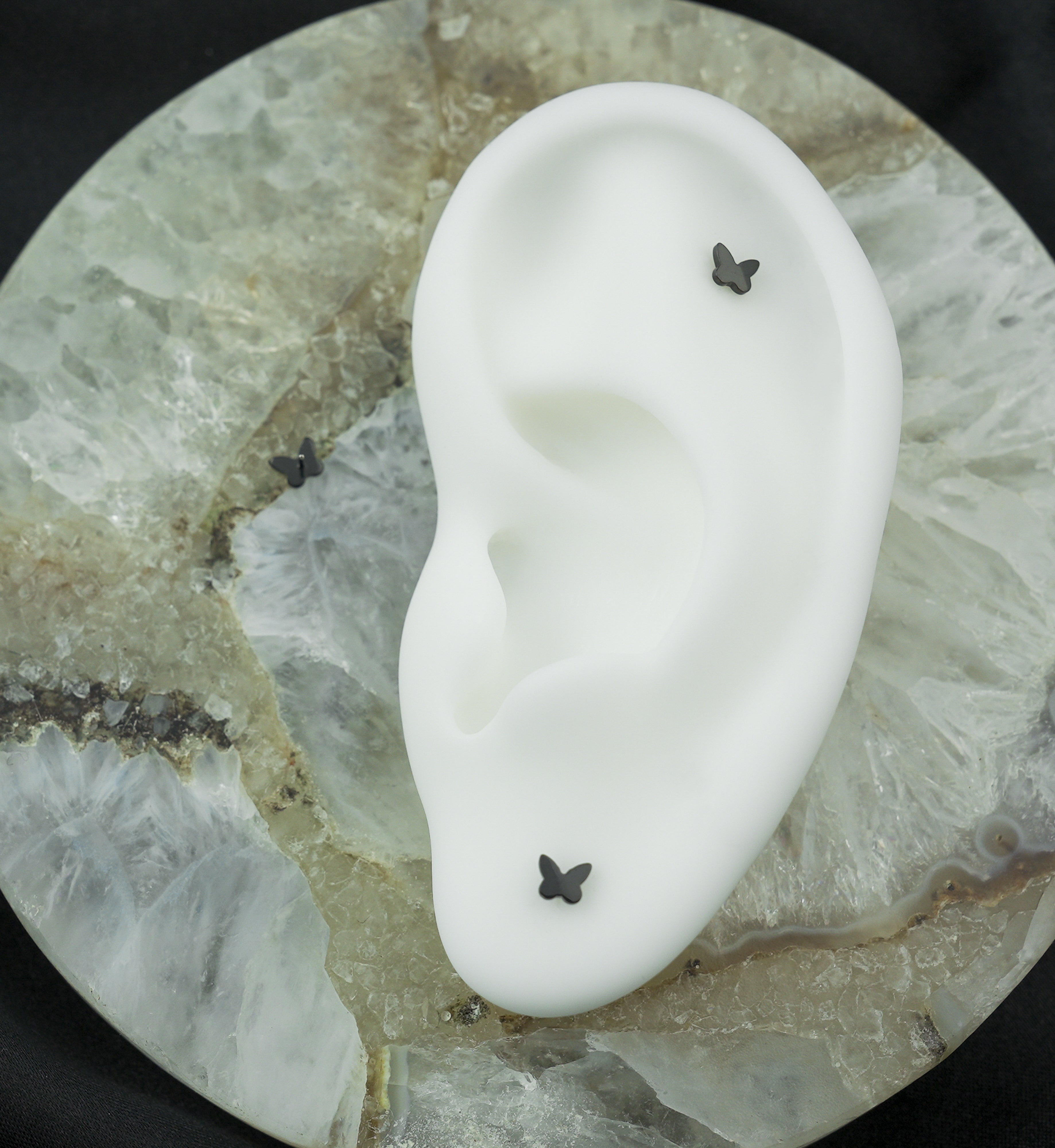 Black PVD Bubble Butterfly Titanium Threadless Top