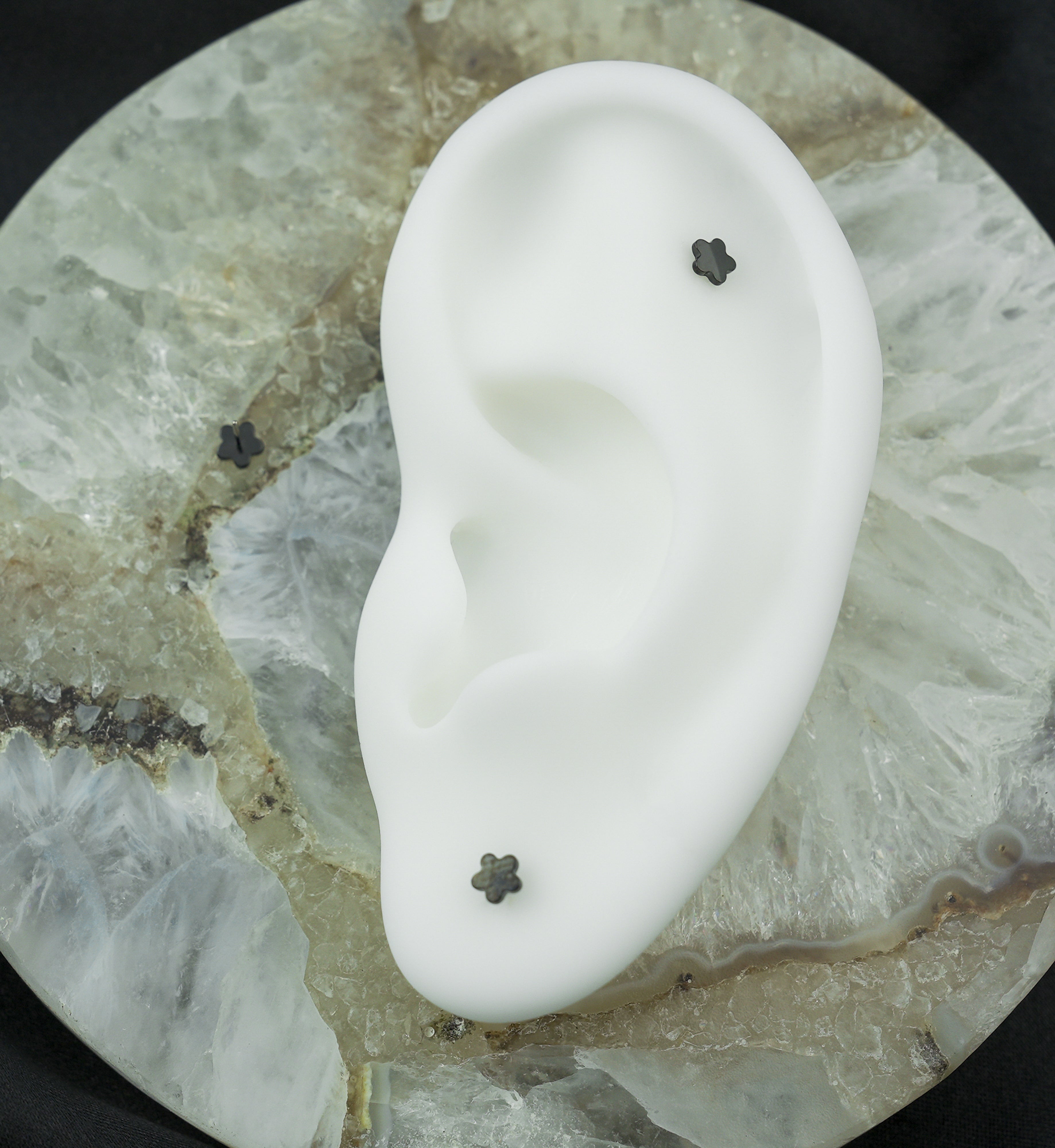 Black PVD Bubble Flower Titanium Threadless Top