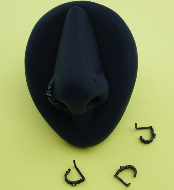 Black PVD Chain Clear CZ Nose Curve