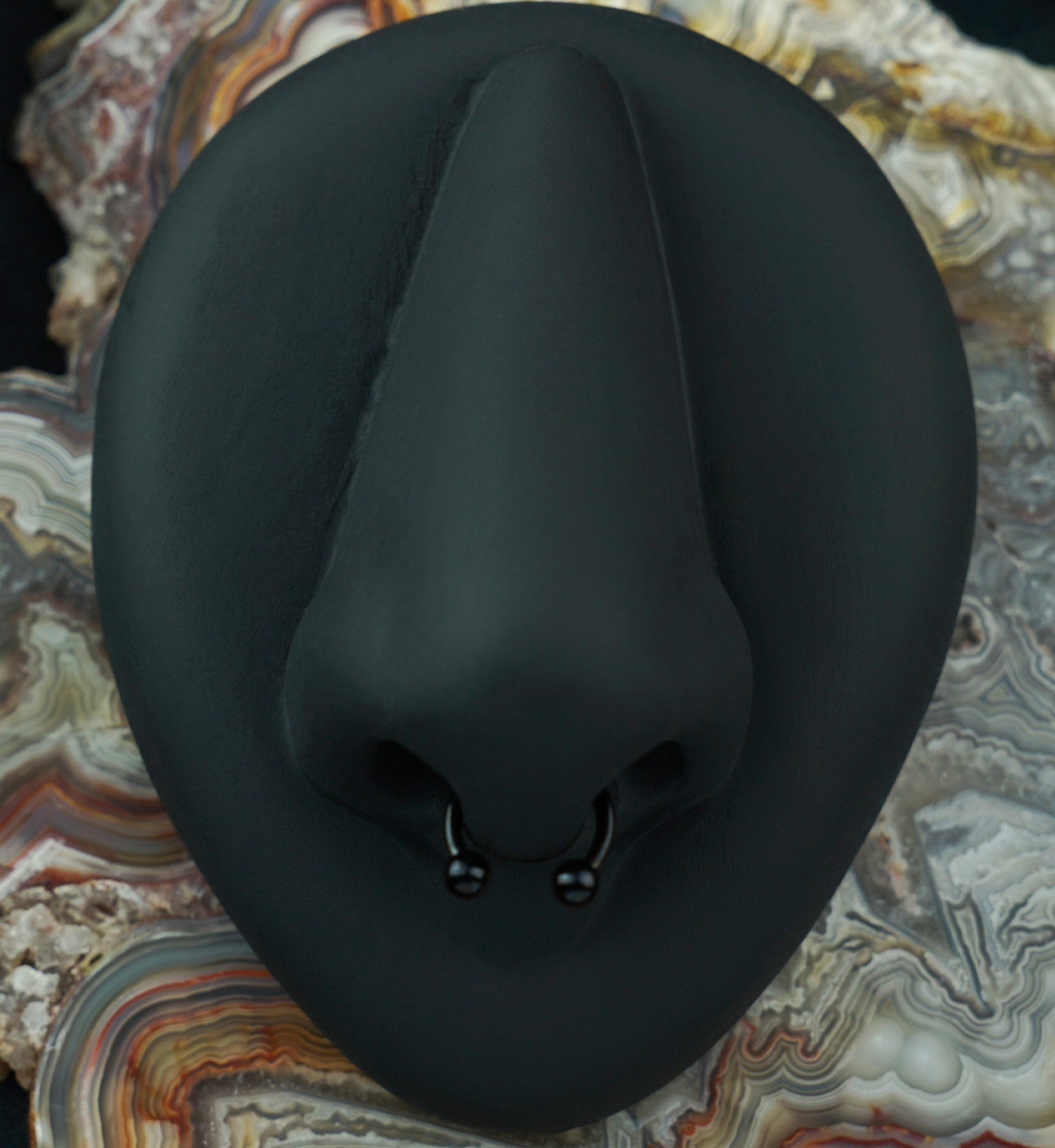 Black PVD Circular Barbell Ring