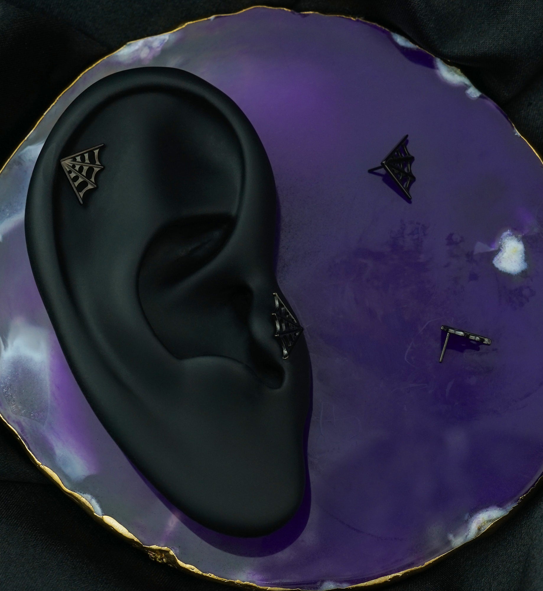 Black PVD Corner Web Titanium Threadless Top