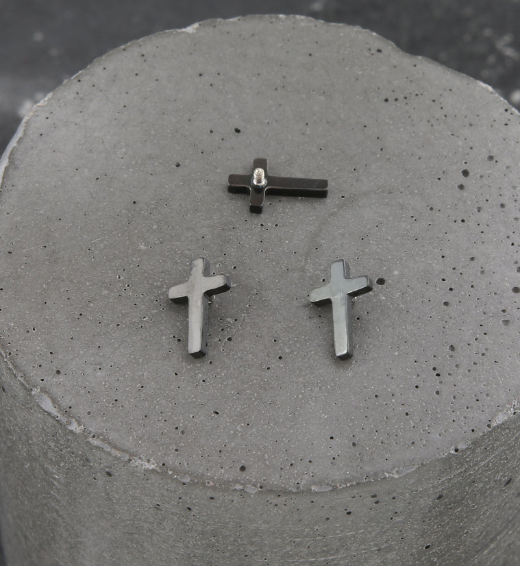Black PVD Cross Titanium Internally Threaded Top