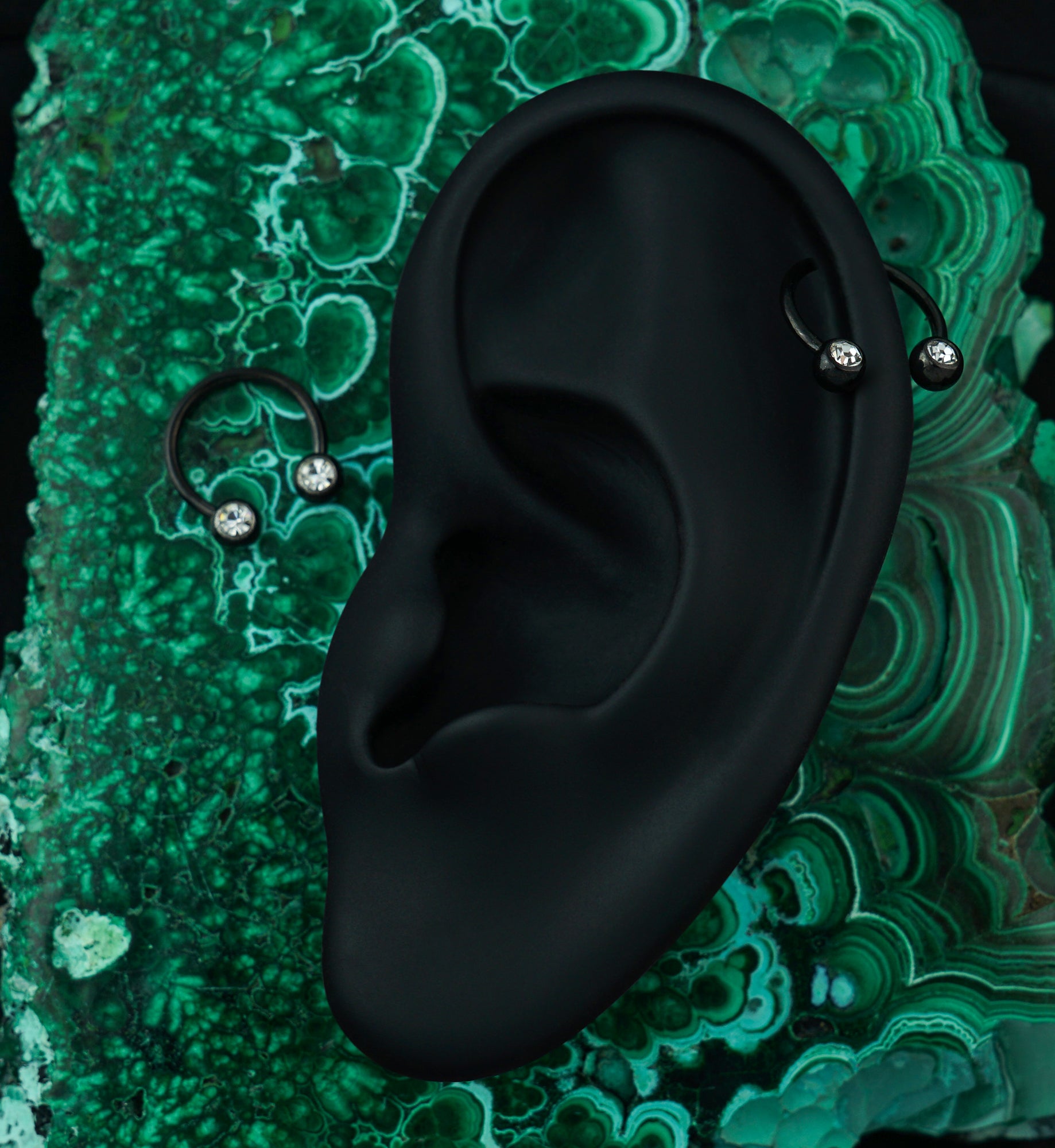 Black PVD CZ Circular Barbell