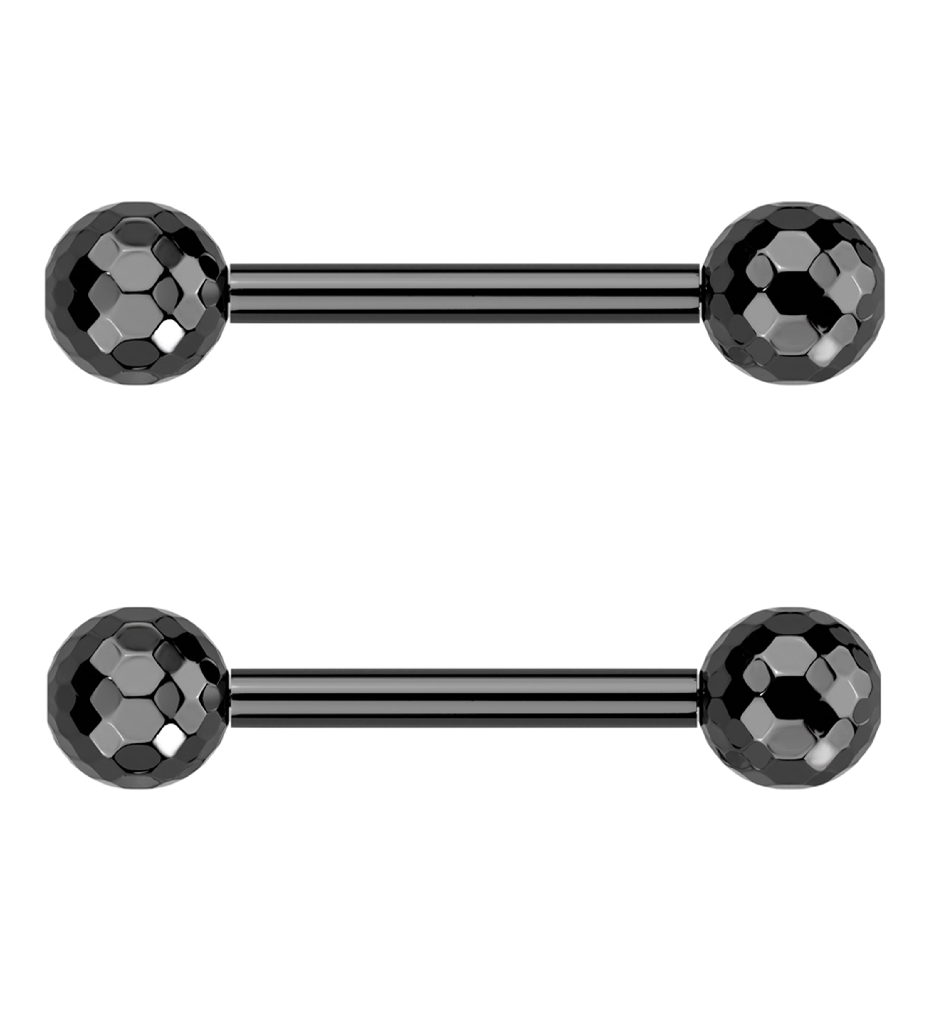 Black PVD Faceted Threadless Titanium Nipple Barbells