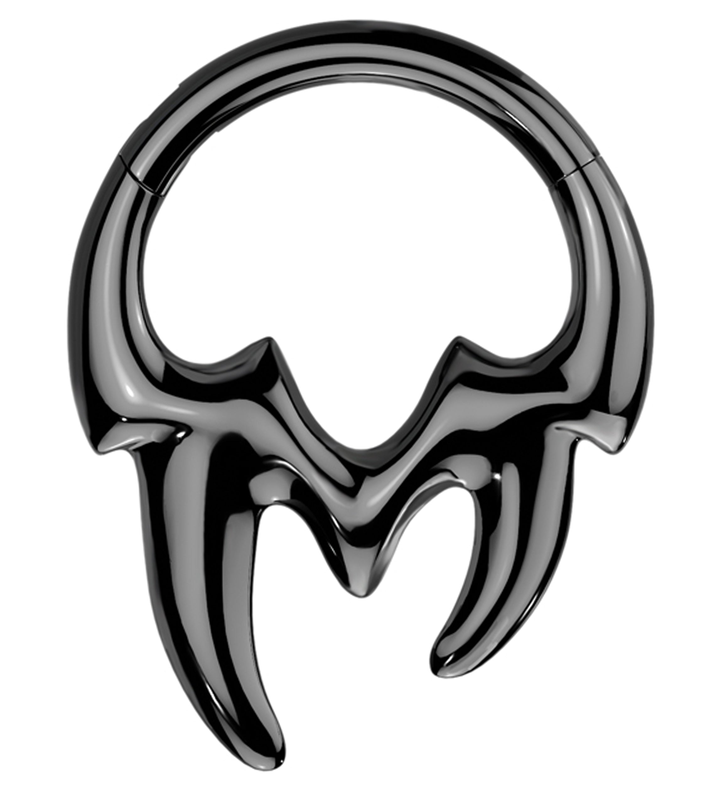 Black PVD Fangs Titanium Hinged Segment Ring