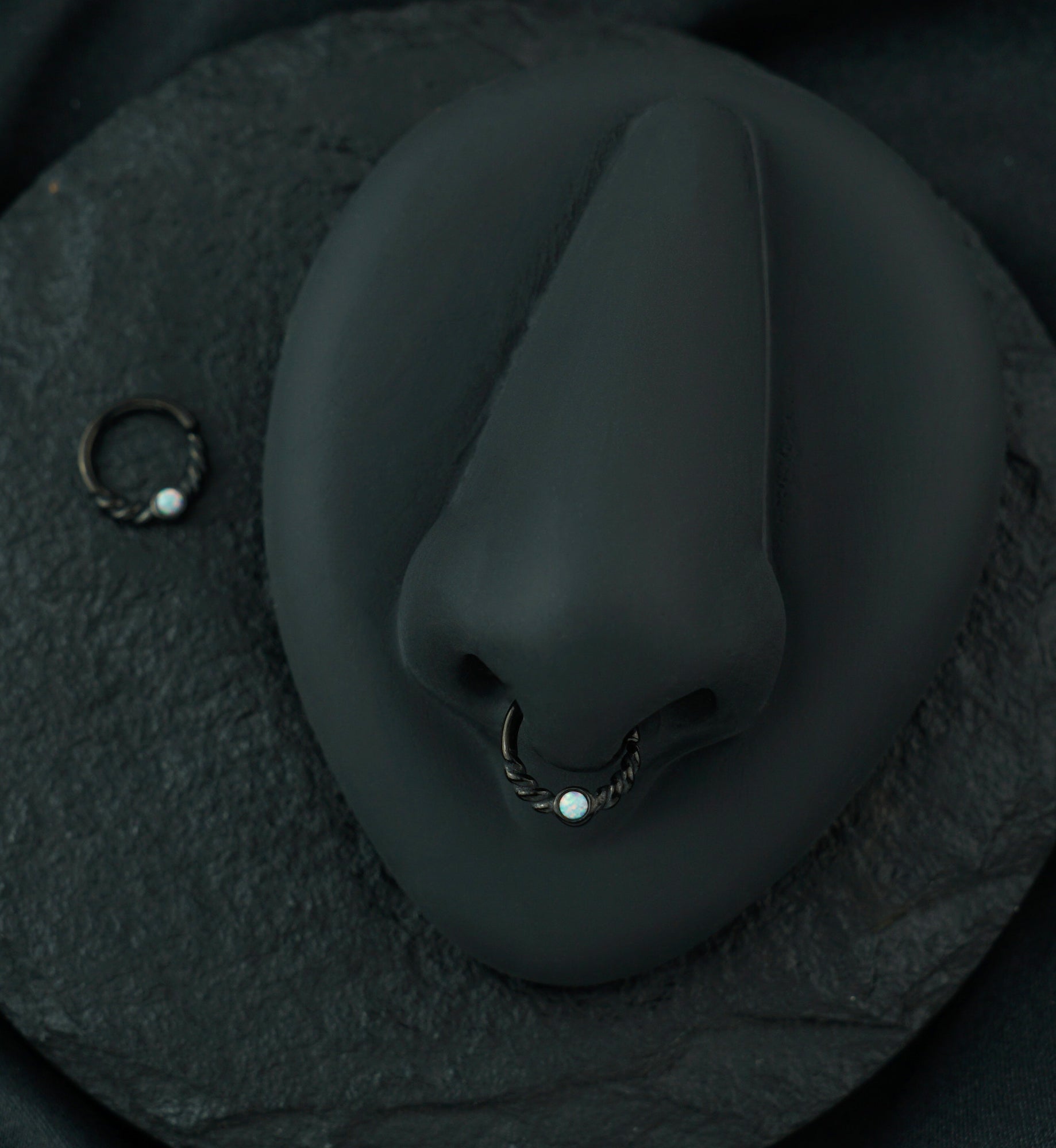 Black PVD Opalite Twine Seamless Ring