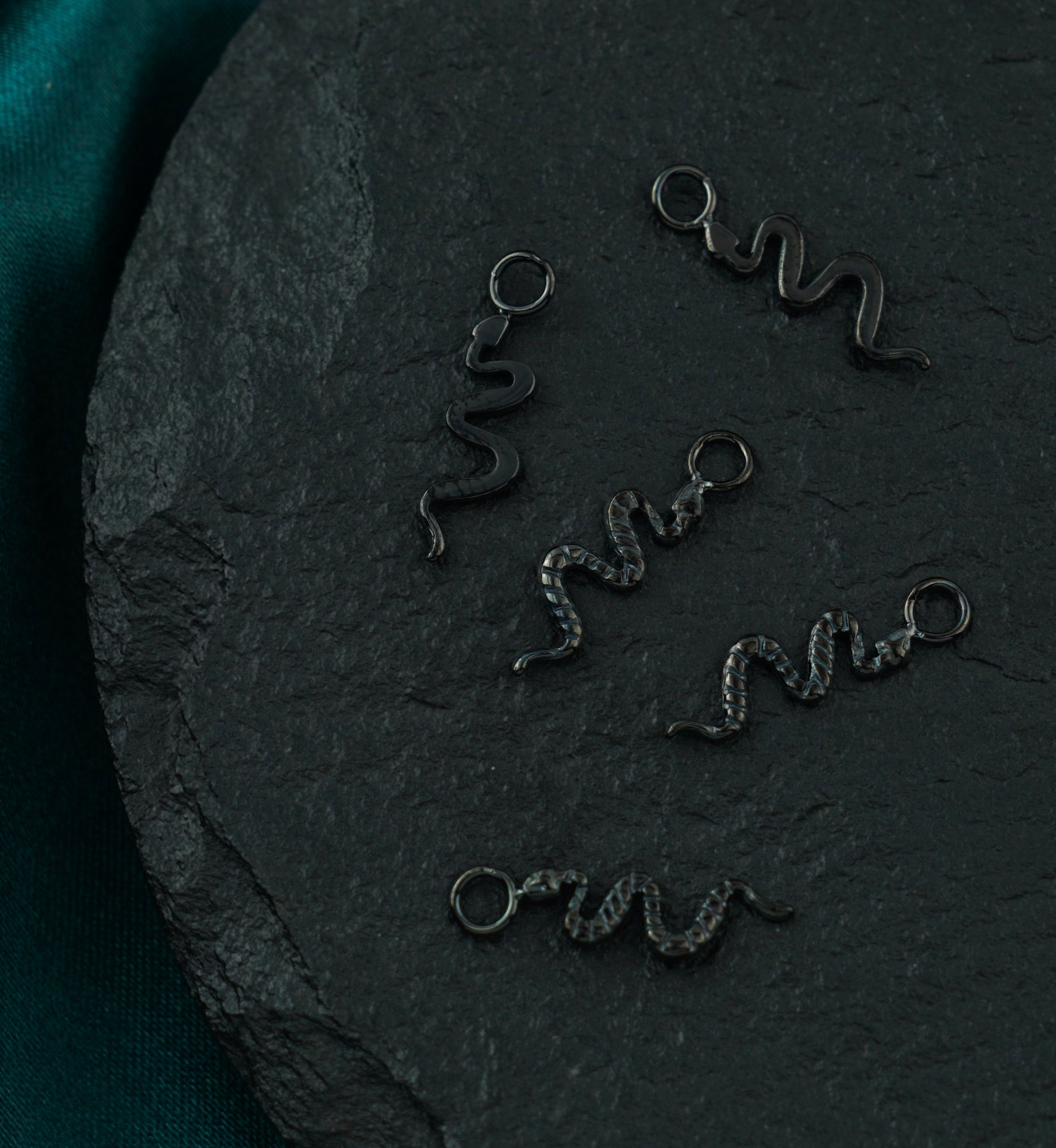 Black PVD Snake Titanium Charm