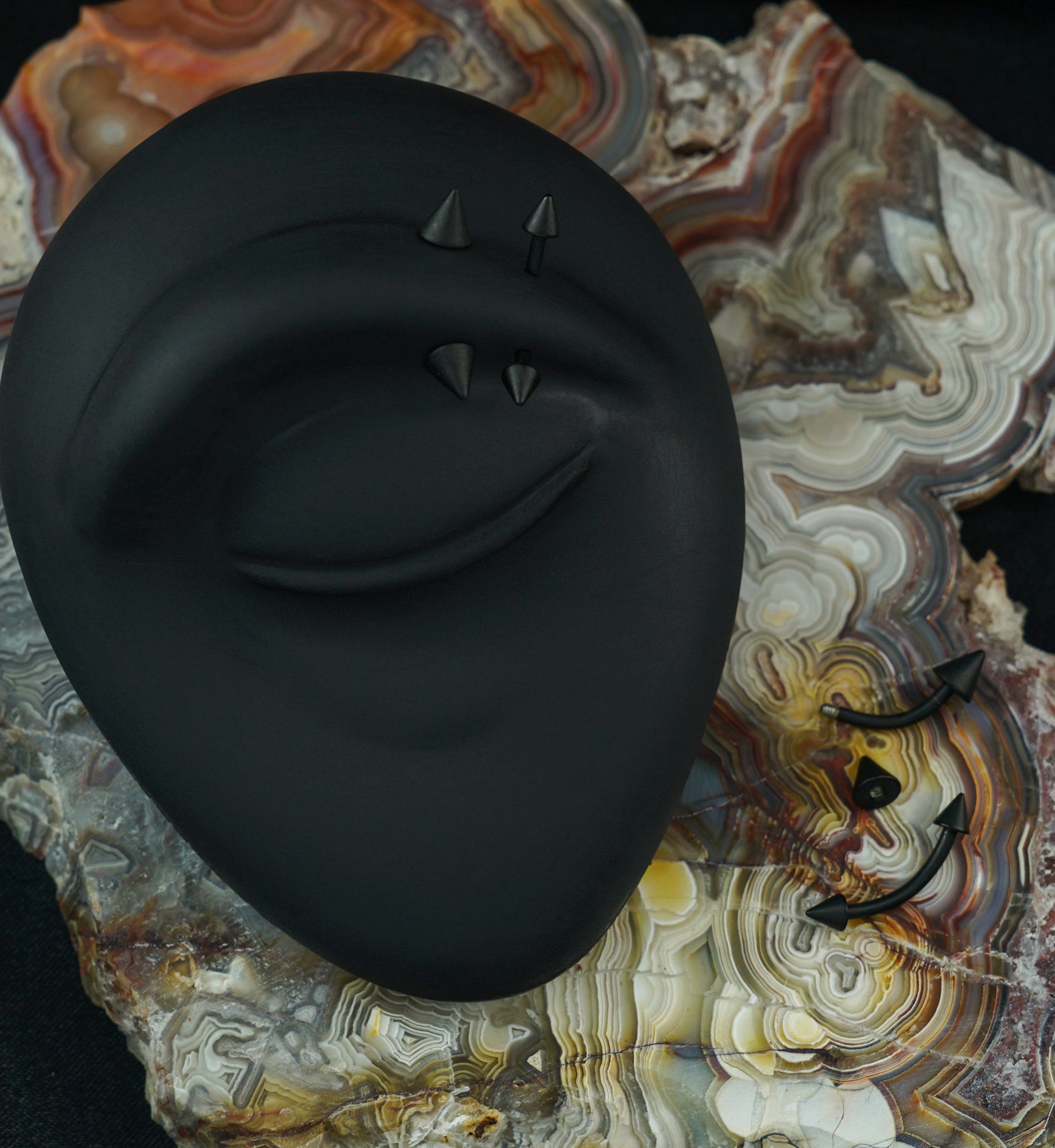 Black PVD Spiked Curved Barbell