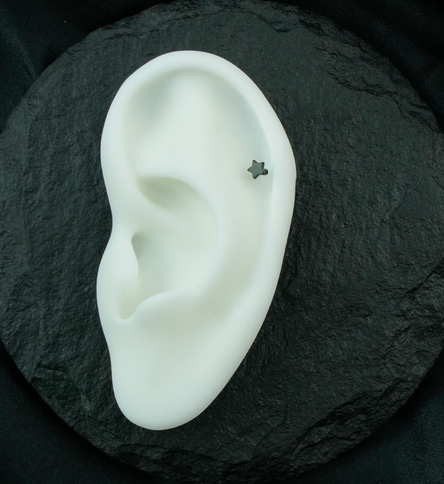 16G Black PVD Star Top Internally Threaded Flat Back Steel Post