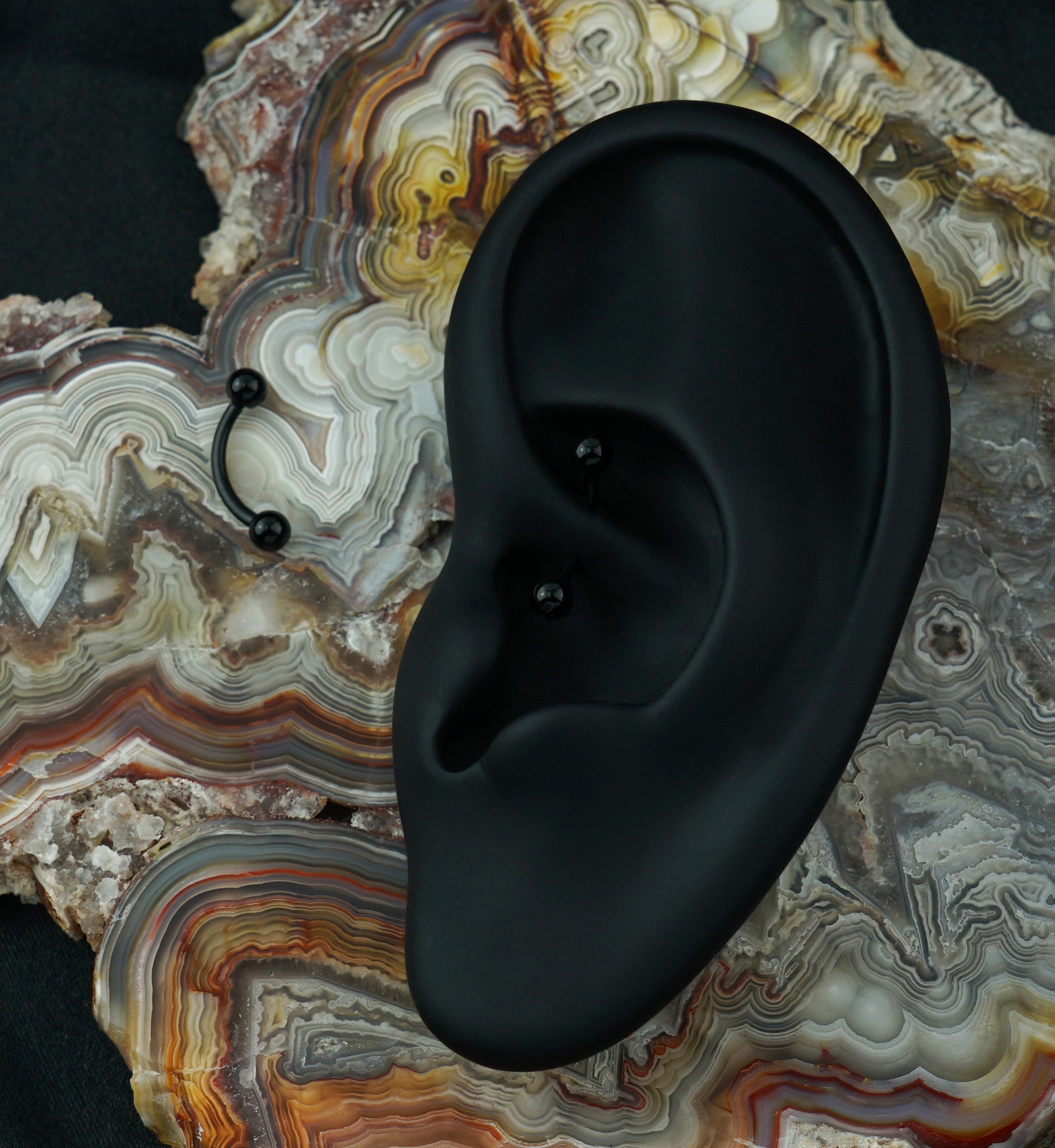 Black PVD Titanium Curved Barbell (External Threading)