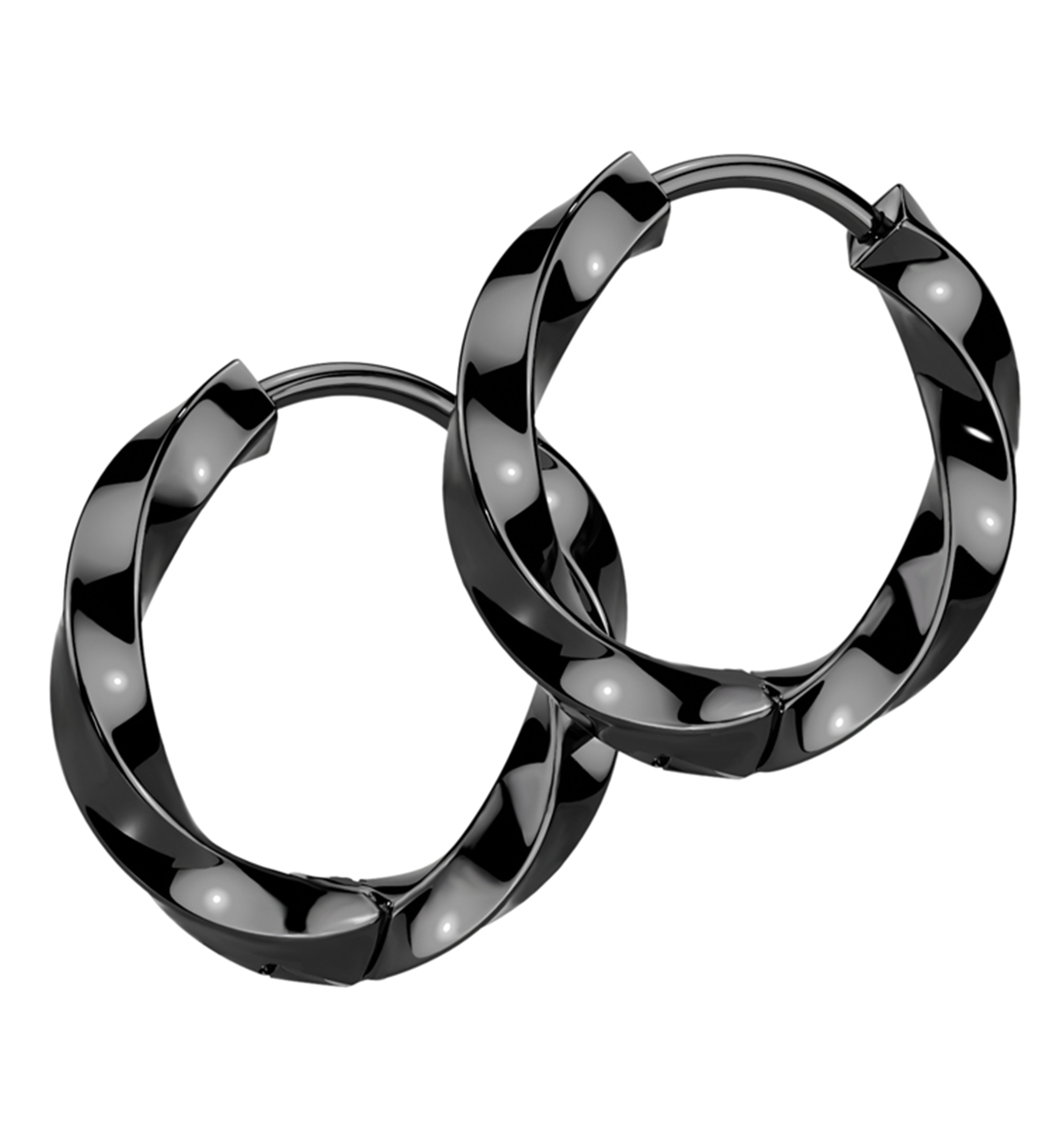 black-pvd-twisted-hoop-