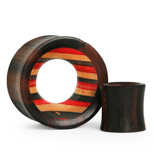Black & Red Wood Skateboard Concave Tunnel Plugs