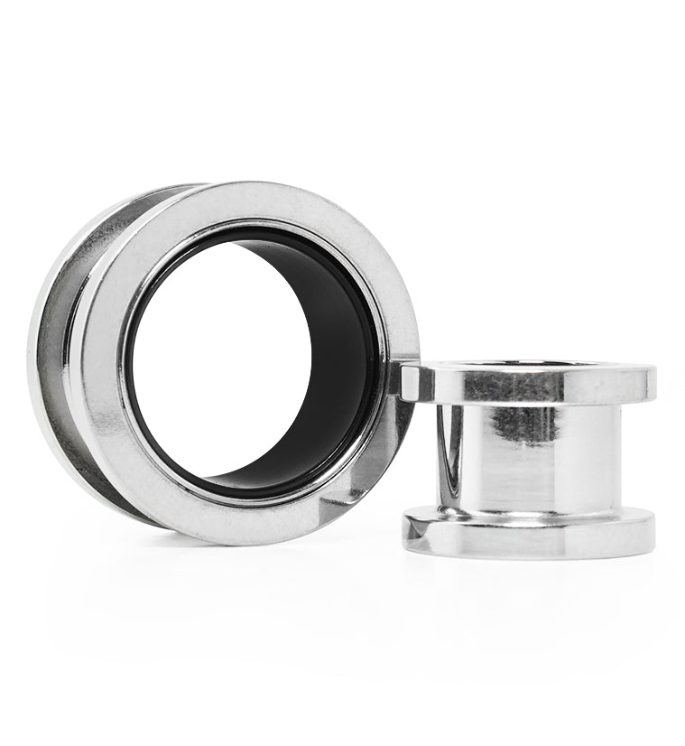 Black PVD Inlay Stainless Steel Tunnel Plugs