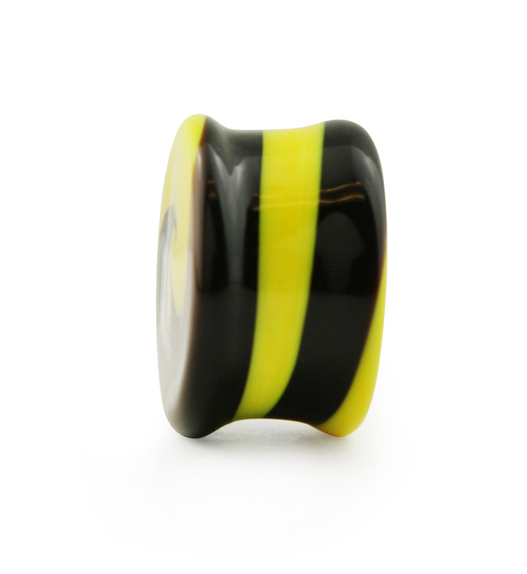 Black & Yellow Swirl Glass Plugs